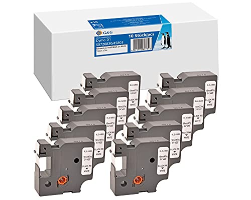 G&G Schriftband Kompatibel 45803 für Dymo D1 45803 S0720830 Etikettenband 19mm x 7m für Dymo LabelManager 300 350 360D 420P 500TS PnP Dymo Labelpoint 300 350 10x Schwarz auf Weiß G&G Schriftband Kompatibel 45803 für Dymo D1 45803 S0720830 Etikettenband 19mm x 7m für Dymo LabelManager 300 350 360D 420P 500TS PnP Dymo Labelpoint 300 350 10x Schwarz auf Weiß von G&G