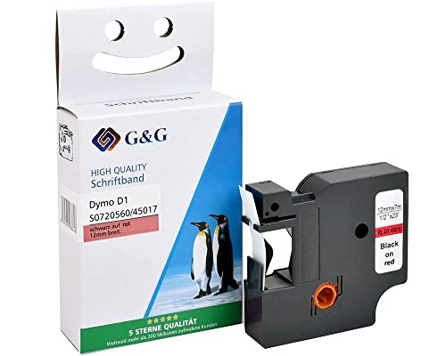 G&G Schriftband Kompatibel mit Dymo D1 Etikettenband 40917/S0720720 9mm X 7m Schwarz auf Rot als Ersatz für D1 Schriftband 40917/S0720720 für LabelManager 160 LM280 LM210D LM360D LM420P von G&G