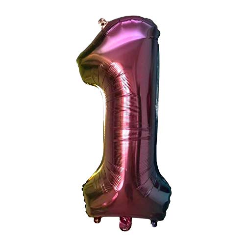 Folienballon mit Farbverlauf Zahl 80cm bunt multi-color Zahlenballon, Luftballon, Geburtstag, Zahl für Helium und Luftfüllung geeignet (Zahl: 1) von G&M GmbH