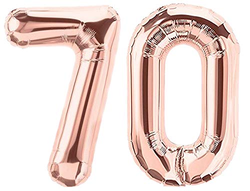 Folienballon Zahl 70 Rosa XL ca. 72 cm hoch - Zahlenballon/Luftballon rosegold für Geburtstagsparty, Jubiläum oder sonstige feierliche Anlässe (Nummer 70) von G&M