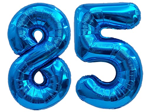 Folienballon Zahl 85 Blau XL ca. 72 cm hoch - Zahlenballon/Luftballon für Geburtstagsparty, Jubiläum oder sonstige feierliche Anlässe (Nummer 85) von G&M