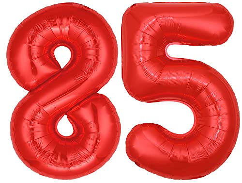 Folienballon Zahl 85 Rot XL ca. 72 cm hoch - Zahlenballon/Luftballon für Geburtstagsparty, Jubiläum oder sonstige feierliche Anlässe (Nummer 85) von G&M