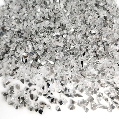 G&S Crushed Glass 425 ml, Epoxidharz, Kunsthandwerk, Vasenfüller, Kerzenhalter, Stein, Feengarten, Hochzeitsdekoration, Terrarium, Sukkulenten, Bastelmaterial (Doppelspiegel) von G&S homedeko