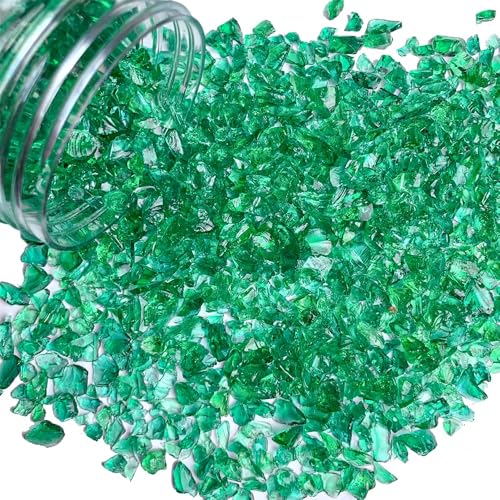 G&S Zerkleinertes Glas, Epoxidharz, Kunsthandwerk, Vasenfüller, Kerzenhalter, Stein, Feengarten, Hochzeitsdekoration, Terrarium, Sukkulenten, Bastelmaterial (dunkelgrün) von G&S homedeko