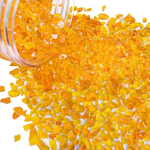 G&S Zerkleinertes Glas, Epoxidharz, Kunsthandwerk, Vasenfüller, Kerzenhalter, Stein, Feengarten, Hochzeitsdekoration, Terrarium, Sukkulenten, Bastelmaterial (orange) von G&S homedeko