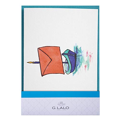 Lalo 60806L - Korrespondenz-Set Fantaisie mit 1 Doppelkarte 10,7x15,2 cm und 1 Umschläg, gefüttert, 11,4x16,2 cm, 1 Set, Schiffbotschaft von G. Lalo