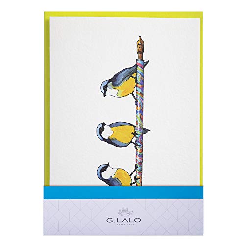 Lalo 60807L - Korrespondenz-Set Fantaisie mit 1 Doppelkarte 10,7x15,2 cm und 1 Umschläg, gefüttert, 11,4x16,2 cm, 1 Set, Meisel von G. Lalo