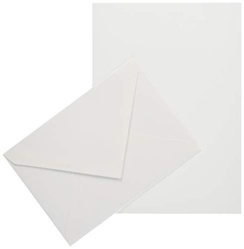 Lalo 62200L Korrespondenz Set Toile impériale (mit 5 Blatt DIN A5, 14,8 x 21 cm, gerade Kante und 5 Umschläge, 11,4 x 16,2 cm, nassklebend und gefüttert) weiß von G. Lalo