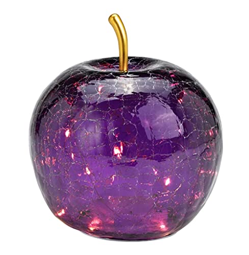 G. Wurm Dekoleuchte Apfel (S) Glas, Dunkellila, Apfel Lampe mit LED Lichterkette, Dekolampe, Tischleuchte, Apfellampe von G. Wurm