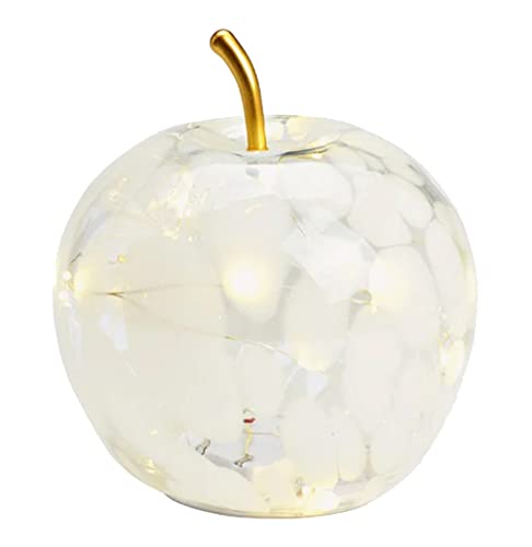 G. Wurm Dekoleuchte Apfel (S) Glas, Weiss gepunktet, Apfel Lampe mit LED Lichterkette, Dekolampe, Tischleuchte, Apfellampe von G. Wurm