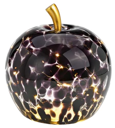 G. Wurm Dekoleuchte Apfel Leuchte (M) Glas, schwarz gepunktet, Apfel Lampe mit LED Lichterkette, Dekolampe, Tischleuchte, Apfellampe von G. Wurm