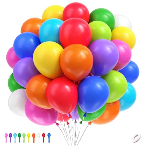 G.C 50 Stück Luftballons Pastell Ballon Bunt Geburtstagsdeko Party Deko Happy Birthday Ballon Helium Luftballons für Kindergeburtstag Deko Babyparty Baby Shower Hochzeit Deko (Regenbogen) von G.C
