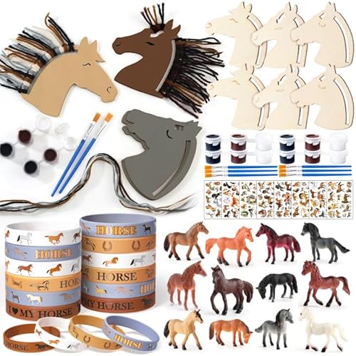 G.C Pferde Party Mitgebsel Kindergeburtstag mit Pferde Holz zum Basteln Pferd Figuren Armband Tattoo, Pferd Pinata Give Aways Gastgeschenk Kindergeburtstag Bastelset Kinder Jungen Mädchen G.C Pferde Party Mitgebsel Kindergeburtstag mit Pferde Holz zum Basteln Pferd Figuren Armband Tattoo, Pferd Pinata Give Aways Gastgeschenk Kindergeburtstag Bastelset Kinder Jungen Mädchen von G.C