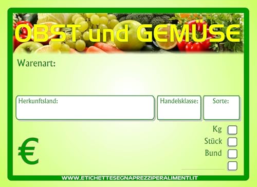 30 Preisschilder Plastikkartenhalter für Obst und Gemüse Lebensmittelrecht (11,1x15,6 cm) von G.S.T. Design