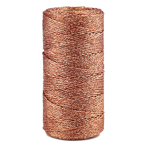 G2PLUS 1.5MM Roségold Metallic Kordel,100M Nicht Elastisch Kordelband Schnur, DIY Bastelschnur zum Handwerk Hochzeit Dekorieren oder Verpacken von G2PLUS