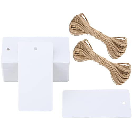 100 Stk Geschenkanhänger Groß, 300g/m² Kraftpapier Etiketten Tags, 4.5 x 9 CM Geschenkanhänger Anhänger Etiketten mit Jute-Schnur von G2PLUS