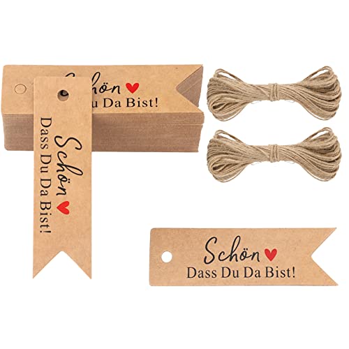 G2PLUS SCHÖN DASS DU DA BIST Geschenkanhänger, Klein Hochzeit Anhänger für Gastgeschenke, Braun und Schwarz Kraftpapier Etiketten Anhänger mit Jute-Schnur für Kleine Gastgeschenke zur Hochzeit G2PLUS SCHÖN DASS DU DA BIST Geschenkanhänger, Klein Hochzeit Anhänger für Gastgeschenke, Braun und Schwarz Kraftpapier Etiketten Anhänger mit Jute-Schnur für Kleine Gastgeschenke zur Hochzeit von G2PLUS