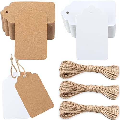 G2PLUS 200 Stück Kraftpapier Anhänger,Geschenkanhänger,Etiketten aus Kraftpapier 7x4CM Anhänger Papier Kraftpapier Etiketten Tags für Valentinstag Hochzeit Geschenke von G2PLUS