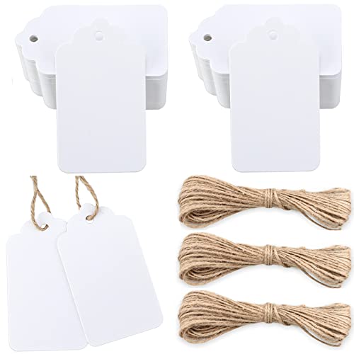 G2PLUS 200 Stück Kraftpapier Anhänger,Geschenkanhänger,Etiketten aus Kraftpapier 7x4CM Anhänger Papier Kraftpapier Etiketten Tags Weiß für Valentinstag Hochzeit Geschenke von G2PLUS