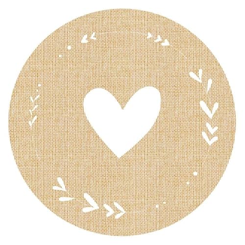 5CM Aufkleber kraftpapier Braun, 96 Stück Runde Geschenkaufkleber Selbstklebend mit Herz, Jute-Optik Selbstklebendes Etiketten für Umschlagdichtungen Marmeladengläser und Hochzeit 5CM Aufkleber kraftpapier Braun, 96 Stück Runde Geschenkaufkleber Selbstklebend mit Herz, Jute-Optik Selbstklebendes Etiketten für Umschlagdichtungen Marmeladengläser und Hochzeit von G2PLUS