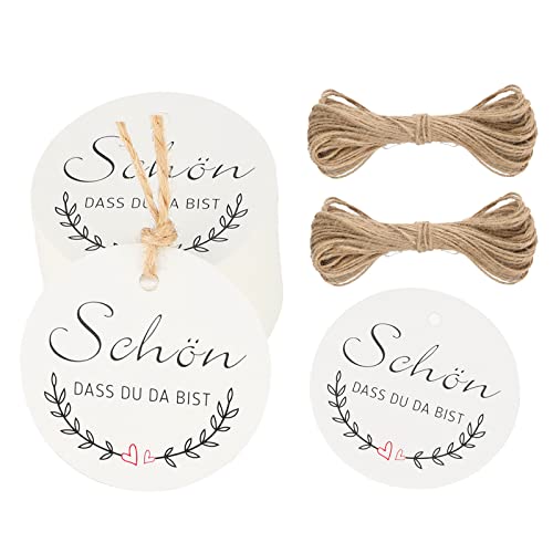 5CM Geschenkanhänger SCHÖN DASS DU DA BIST Etiketten Anhänger Tags 100stk mit 20M Jute Schnur 5CM Geschenkanhänger SCHÖN DASS DU DA BIST Etiketten Anhänger Tags 100stk mit 20M Jute Schnur von G2PLUS
