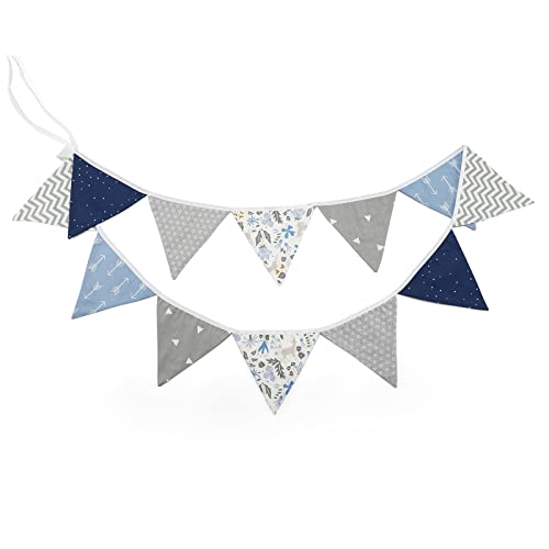 G2PLUS Grau und Blau Stoff Wimpel Girlande, 3.3M Doppelseitig Stoffgirlande, Baumwolle Wimpelkette Junge, 12stk Stoff Wimpeln für Kinderzimmer Kindergeburtstagsfeier oder Draußen Party G2PLUS Grau und Blau Stoff Wimpel Girlande, 3.3M Doppelseitig Stoffgirlande, Baumwolle Wimpelkette Junge, 12stk Stoff Wimpeln für Kinderzimmer Kindergeburtstagsfeier oder Draußen Party von G2PLUS