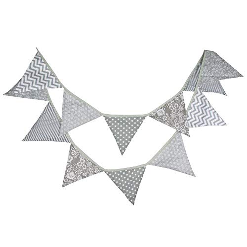 G2PLUS Grau Stoff Wimpel Girlande, 3.3M Doppelseitig Stoffgirlande, Baumwolle Wimpelkette Junge, 12stk Stoff Wimpeln für Kinderzimmer Kindergeburtstagsfeier oder Draußen Party G2PLUS Grau Stoff Wimpel Girlande, 3.3M Doppelseitig Stoffgirlande, Baumwolle Wimpelkette Junge, 12stk Stoff Wimpeln für Kinderzimmer Kindergeburtstagsfeier oder Draußen Party von G2PLUS