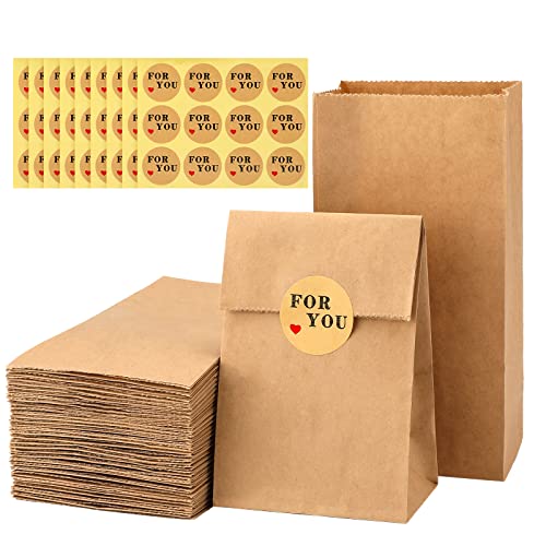 G2PLUS 100 Stück Braune Papiertüten Klein, 9x6x18CM Kraftpapier Geschenktüten, Craftpapier Standbeutel für Geschenke, Adventskalender von G2PLUS