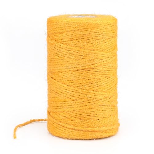 G2PLUS 100M Gelb Juteschnur, 2MM Jute Schnur für Garten, 3-Lagig Bastelschnur für Basteln, Jute Dekokordel für DIY Kunstgewerbe Gartenarbeit von G2PLUS