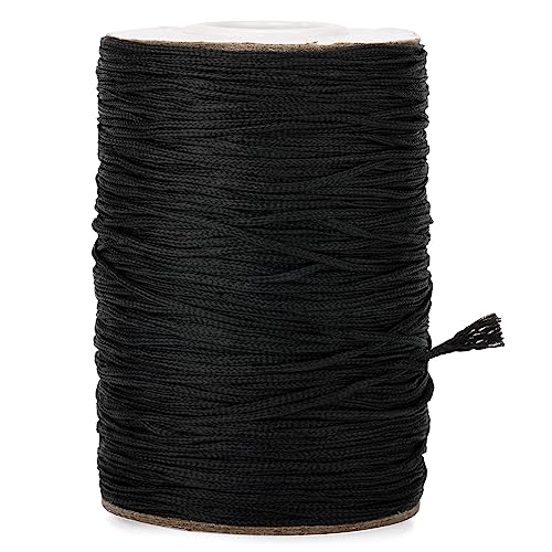 G2PLUS 100M Nylonschnur Nylonfaden Satin geflochtene Schnur,Unelastische Raffrollo Schnur Schwarz,Geflochtene Lift Shade Cord,Schnur 1.5mm Reißfest für Blind Schatten und Halskette,Armbänder von G2PLUS