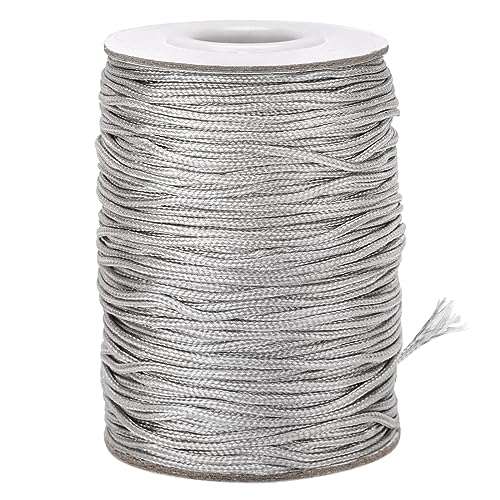 G2PLUS 100M Nylonschnur Nylonfaden Satin geflochtene Schnur,Unelastische Raffrollo Schnur Silbrig,Geflochtene Lift Shade Cord,Schnur 1.5mm Reißfest für Blind Schatten und Halskette,Armbänder G2PLUS 100M Nylonschnur Nylonfaden Satin geflochtene Schnur,Unelastische Raffrollo Schnur Silbrig,Geflochtene Lift Shade Cord,Schnur 1.5mm Reißfest für Blind Schatten und Halskette,Armbänder von G2PLUS