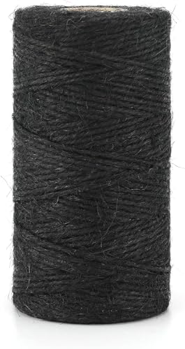 G2PLUS 100M Schwarz Juteschnur, 2MM Jute Schnur für Garten, 3-Lagig Bastelschnur für Basteln, Jute Dekokordel für DIY Kunstgewerbe Gartenarbeit von G2PLUS