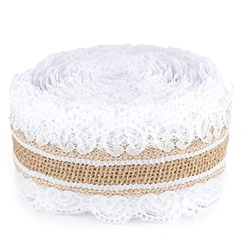 G2PLUS 10M Juteband mit Spitze, 2.5CM Jutestreifen Dekoband Perfekt zum Dekorieren für Hochzeiten, Geburtstagen und vielen weiteren G2PLUS 10M Juteband mit Spitze, 2.5CM Jutestreifen Dekoband Perfekt zum Dekorieren für Hochzeiten, Geburtstagen und vielen weiteren von G2PLUS