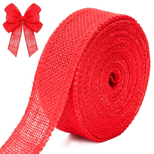 G2PLUS 10M Rot Juteband Burlap Band Vintage Geschenkband 4cm Breit Sackleinen Band Dekoband Juteband für DIY Handwerk Weihnachten Deko Hochzeit Party G2PLUS 10M Rot Juteband Burlap Band Vintage Geschenkband 4cm Breit Sackleinen Band Dekoband Juteband für DIY Handwerk Weihnachten Deko Hochzeit Party von G2PLUS