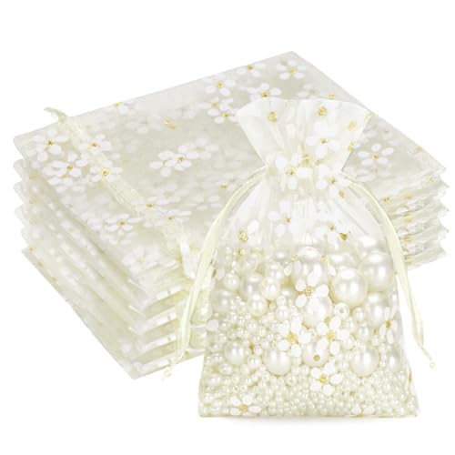 G2PLUS 10x12cm Organzasäckchen mit Gänseblümchen-Muster: 30 Stück Beige Geschenkbeutel mit Kordelzug, Kleine Organzabeutel für Hochzeitsgeschenke, Schmuck, Parfüm, Mitbringsel G2PLUS 10x12cm Organzasäckchen mit Gänseblümchen-Muster: 30 Stück Beige Geschenkbeutel mit Kordelzug, Kleine Organzabeutel für Hochzeitsgeschenke, Schmuck, Parfüm, Mitbringsel von G2PLUS