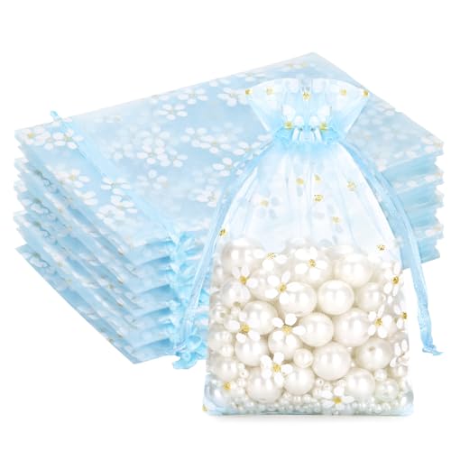 G2PLUS 10x15cm Organzasäckchen mit Gänseblümchen-Muster: 30 Stück Babyblau Geschenkbeutel mit Kordelzug, Medium Organzabeutel für Hochzeitsgeschenke, Schmuck, Parfüm, Mitbringsel G2PLUS 10x15cm Organzasäckchen mit Gänseblümchen-Muster: 30 Stück Babyblau Geschenkbeutel mit Kordelzug, Medium Organzabeutel für Hochzeitsgeschenke, Schmuck, Parfüm, Mitbringsel von G2PLUS