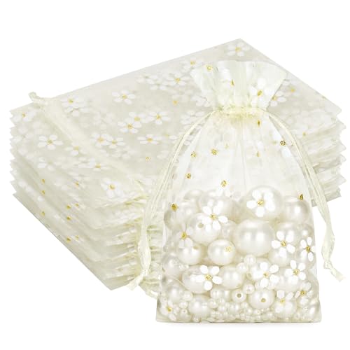 G2PLUS 10x15cm Organzasäckchen mit Gänseblümchen-Muster: 30 Stück Beige Geschenkbeutel mit Kordelzug, Medium Organzabeutel für Hochzeitsgeschenke, Schmuck, Parfüm, Mitbringsel G2PLUS 10x15cm Organzasäckchen mit Gänseblümchen-Muster: 30 Stück Beige Geschenkbeutel mit Kordelzug, Medium Organzabeutel für Hochzeitsgeschenke, Schmuck, Parfüm, Mitbringsel von G2PLUS