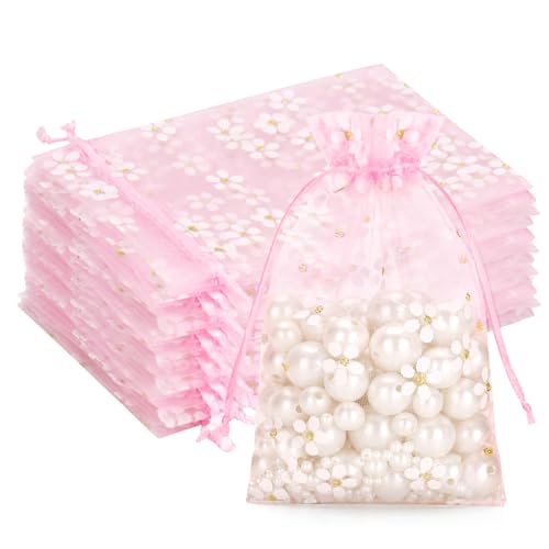G2PLUS 10x15cm Organzasäckchen mit Gänseblümchen-Muster: 30 Stück Rosa Geschenkbeutel mit Kordelzug, Medium Organzabeutel für Hochzeitsgeschenke, Schmuck, Parfüm, Mitbringsel G2PLUS 10x15cm Organzasäckchen mit Gänseblümchen-Muster: 30 Stück Rosa Geschenkbeutel mit Kordelzug, Medium Organzabeutel für Hochzeitsgeschenke, Schmuck, Parfüm, Mitbringsel von G2PLUS