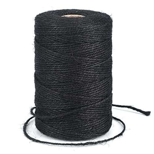 G2PLUS 200M Schwarz Juteschnur, 2MM Jute Schnur für Garten, 3-Lagig Bastelschnur für Basteln, Jute Dekokordel für DIY Kunstgewerbe Gartenarbeit von G2PLUS