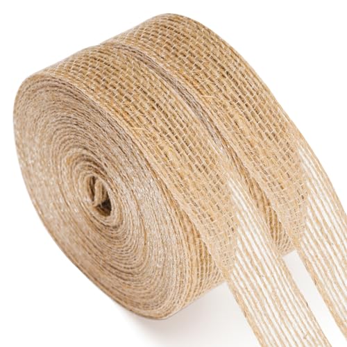 G2PLUS 20M Juteband Burlap Band Vintage 2CM Breit Geschenkband Dekoband Jute Bänder Natürliche für DIY Handwerk Weihnachten Deko Hochzeit Party von G2PLUS