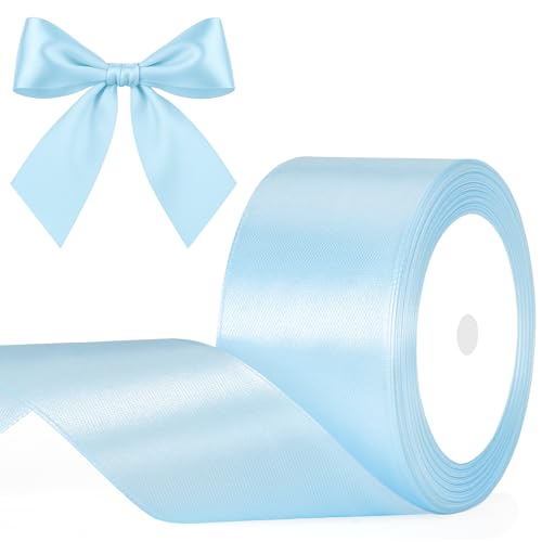 G2PLUS Babyblau Satinband 50mm: Dekoration Geschenkband, 22m Schleifenband zum Bastel, Dekoband für Geschenkverpackung, Dekoration von G2PLUS
