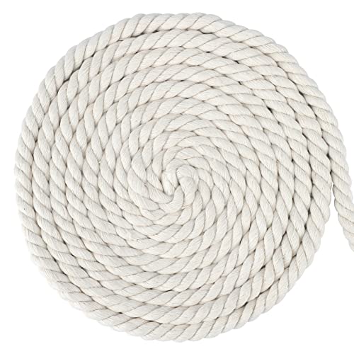 G2PLUS 12MM Beige Makramee Garn - 10M Baumwollgarn Baumwollkordel - Kordel-Strickarbeiten Kettgarn Baumwollschnur Makramee-Seil für DIY Handwerk Basteln Wand Aufhängung Pflanze Aufhänger von G2PLUS