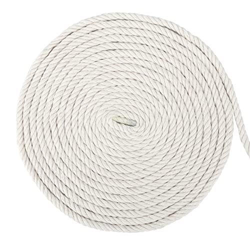 G2PLUS 6MM Beige Makramee Garn - 20M Baumwollgarn Baumwollkordel - Kordel-Strickarbeiten Kettgarn Baumwollschnur Makramee-Seil für DIY Handwerk Basteln Wand Aufhängung Pflanze Aufhänger von G2PLUS