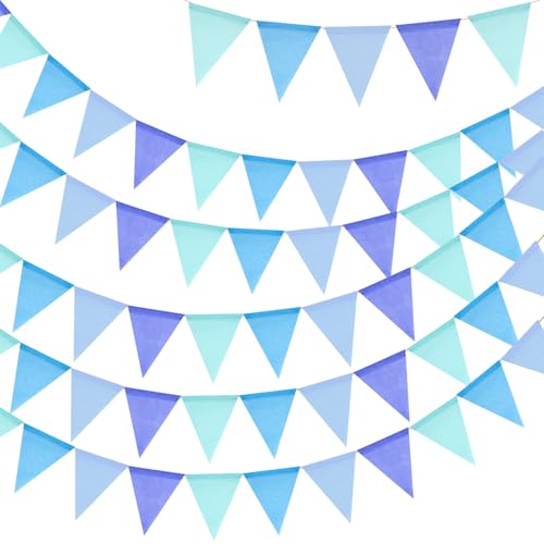 G2PLUS Blau Wimpelkette Outdoor Wetterfest, 20M Indoor Party Wimpel Girlanden, Wimpelketten Garten mit 60 STK Wimpel, 5 Stück Jute Wimpelketten für Garten, Geburtstag, Kinderzimmer G2PLUS Blau Wimpelkette Outdoor Wetterfest, 20M Indoor Party Wimpel Girlanden, Wimpelketten Garten mit 60 STK Wimpel, 5 Stück Jute Wimpelketten für Garten, Geburtstag, Kinderzimmer von G2PLUS