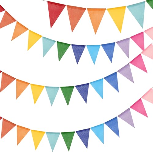 G2PLUS Bunt Wimpelkette Outdoor Wetterfest, 12M Indoor Party Wimpel Girlanden, Wimpelketten Garten mit 36 STK Wimpel, 3 Stück Jute Wimpelketten für Garten, Geburtstag, Kinderzimmer G2PLUS Bunt Wimpelkette Outdoor Wetterfest, 12M Indoor Party Wimpel Girlanden, Wimpelketten Garten mit 36 STK Wimpel, 3 Stück Jute Wimpelketten für Garten, Geburtstag, Kinderzimmer von G2PLUS