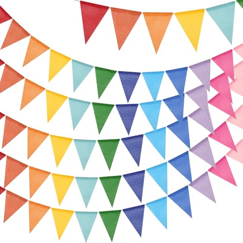 G2PLUS Bunt Wimpelkette Outdoor Wetterfest, 20M Indoor Party Wimpel Girlanden, Wimpelketten Garten mit 60 STK Wimpel, 5 Stück Jute Wimpelketten für Garten, Geburtstag, Kinderzimmer G2PLUS Bunt Wimpelkette Outdoor Wetterfest, 20M Indoor Party Wimpel Girlanden, Wimpelketten Garten mit 60 STK Wimpel, 5 Stück Jute Wimpelketten für Garten, Geburtstag, Kinderzimmer von G2PLUS