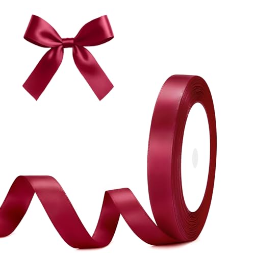 G2PLUS Burgunderrot Satinband 10mm, Dekoration Geschenkband, 22m Schleifenband zum Bastel, Schwarz Satin Dekoband für Geschenkverpackung, Dekoration G2PLUS Burgunderrot Satinband 10mm, Dekoration Geschenkband, 22m Schleifenband zum Bastel, Schwarz Satin Dekoband für Geschenkverpackung, Dekoration von G2PLUS