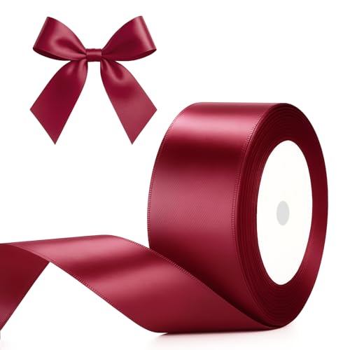 G2PLUS Burgunderrot Satinband 40mm, Breit Dekoration Geschenkband, 22m Schleifenband zum Bastel, Gold Dekoband für Geschenkverpackung, Dekoration G2PLUS Burgunderrot Satinband 40mm, Breit Dekoration Geschenkband, 22m Schleifenband zum Bastel, Gold Dekoband für Geschenkverpackung, Dekoration von G2PLUS