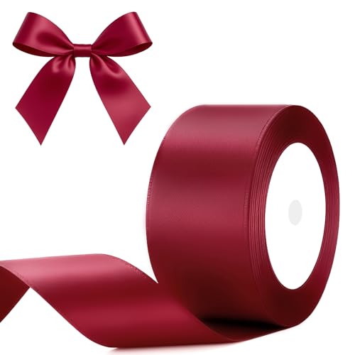 G2PLUS Burgunderrot Satinband 50mm, Breit Dekoration Geschenkband, 22m Schleifenband zum Bastel, Salbeigrün Satin Dekoband für Geschenkverpackung, Dekoration G2PLUS Burgunderrot Satinband 50mm, Breit Dekoration Geschenkband, 22m Schleifenband zum Bastel, Salbeigrün Satin Dekoband für Geschenkverpackung, Dekoration von G2PLUS