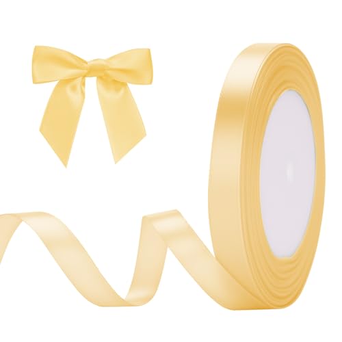 G2PLUS Champagner Gold Satinband, 10mm Dekoration Geschenkband, 22m Schönes Schleifenband, Gold Satin Stoff Dekoband für Geschenkverpackung, Bastelmaterial, Dekoration von G2PLUS